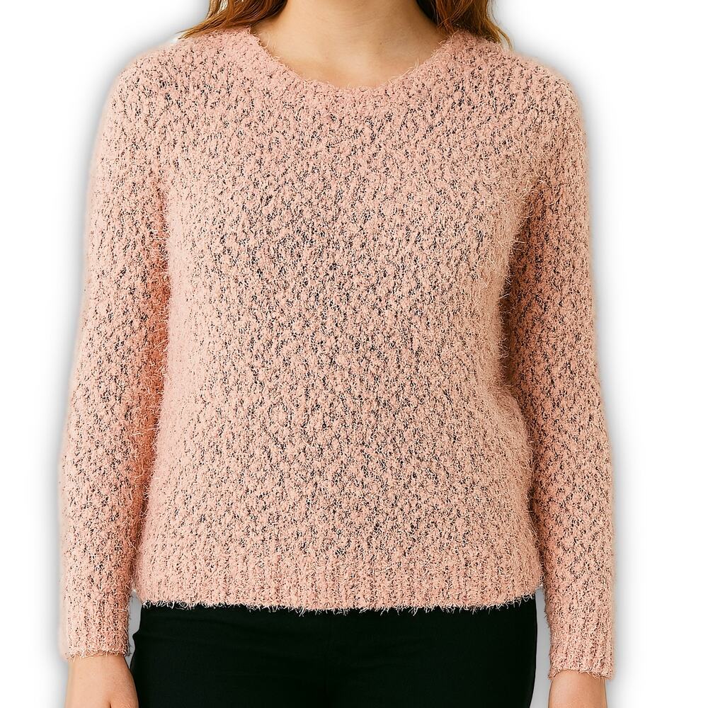 Harper Canyon Girls Sweater XL Pink Fuzzy Sparkle Eyelash Knit Pullover 14/16 - Picture 6 of 7
